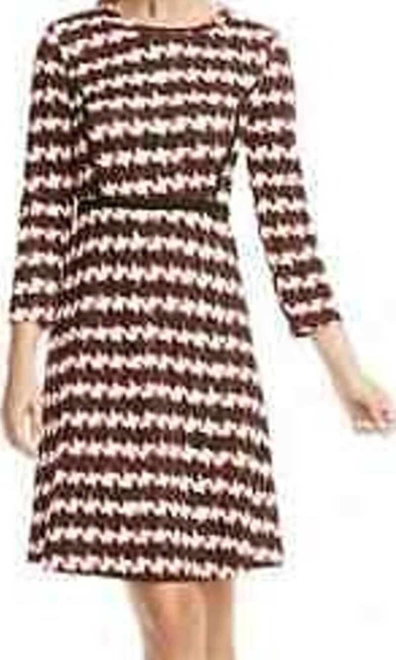 Draper James Homestead Houndstooth Fit & Flare Dress 3/4 Sleeve Multicolor Large